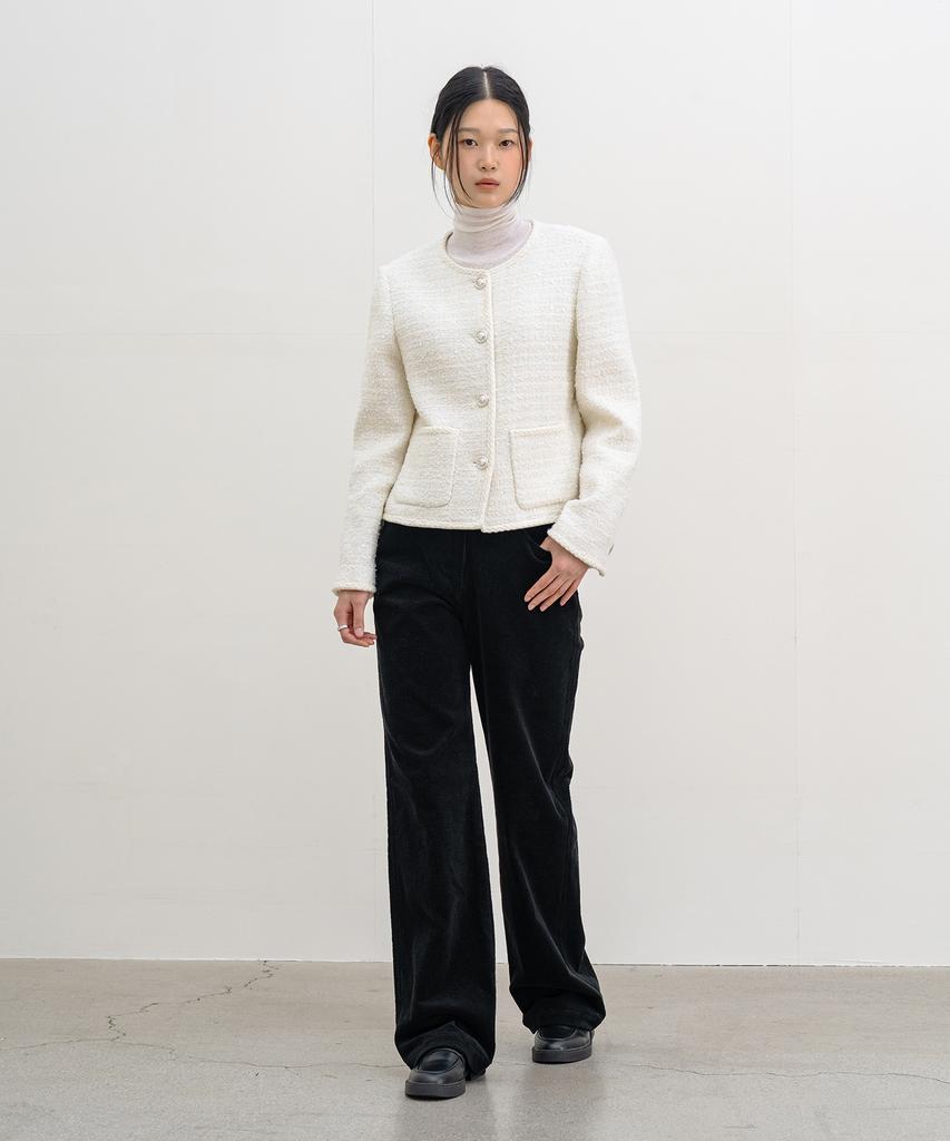 Cluny Glowline Wool Tweed Jacket - White