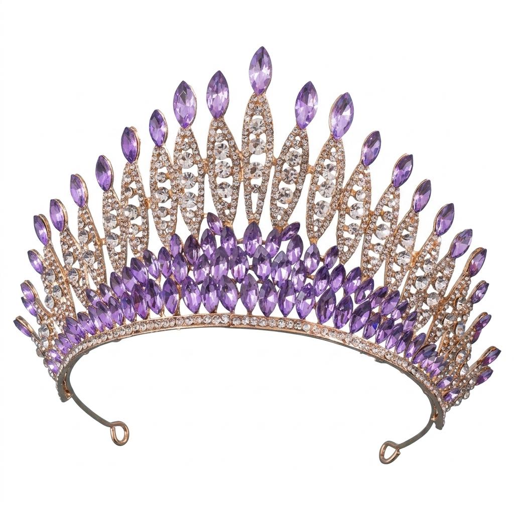 Bridal Rhinestone-Tiara Elegant Alloy Crown Headpiece for Wedding Stage Performance