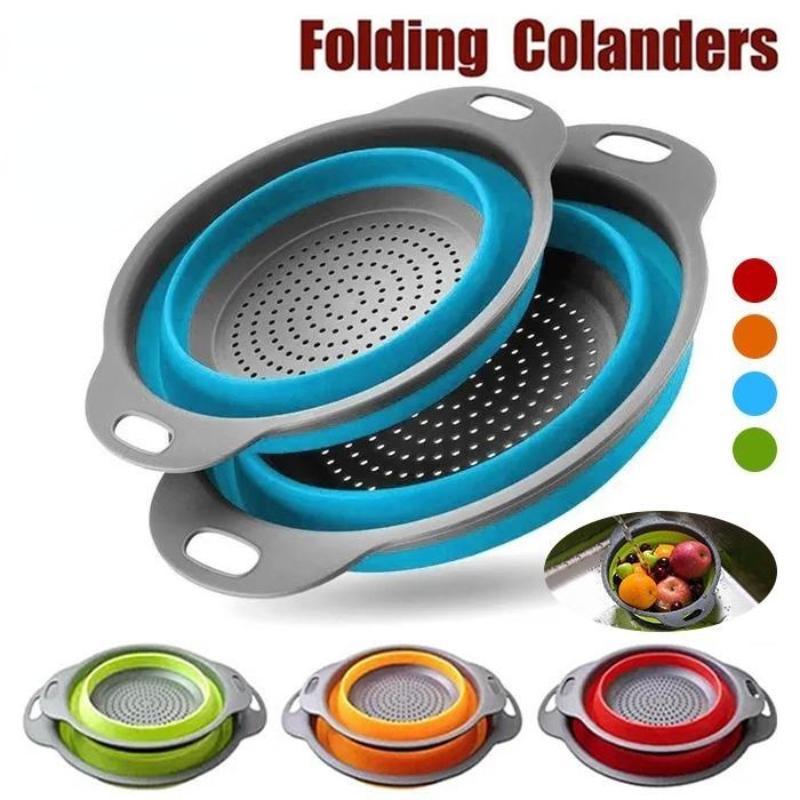 Silicone Folding Vegetable Basket Collapsible Washing Drainer with Handle Fruit Vegetable Filter Basket