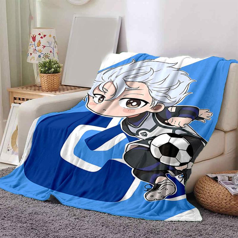 1pc Chibi Soccer Player Flannel Blanket Soft Warm Throw Blanket for Bedroom Living Room Bed Travel Camping Picnic Gift. MT71501138