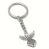 Stylish Retro Silvery Guardian Angel Keychain Punk Style Zinc Alloy Pendant Keyring, Perfect for Bags, Wallets, Backpacks, Car Charms
