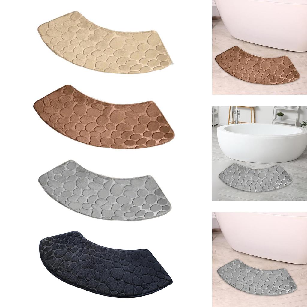 Curved Shower Bath Mat Anti Slip Household Decor Bath Rug Fan Shaped Foot Rug for Tub