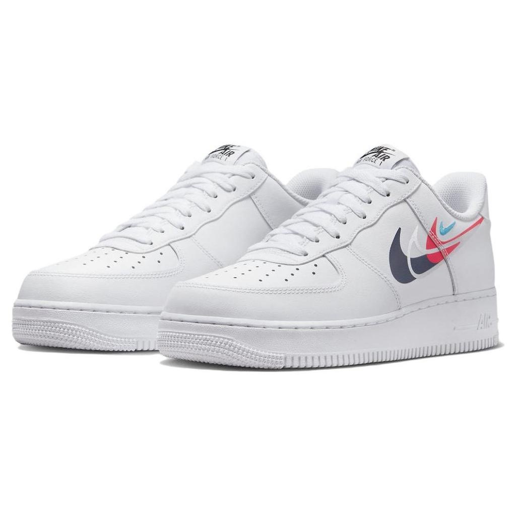 Nike Air Force 1 Low Quadruple Swoosh Unisex Sneakers White Bright-Crimson Metallic-Silver FJ4226-100