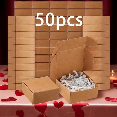 50 шт. Мини-подарочные коробки из крафт-бумаги, многоцелевая упаковка для небольших ювелирных изделий: колец, сережек, подарков на дни рождения, свадьбы, праздники, рождественские подарки