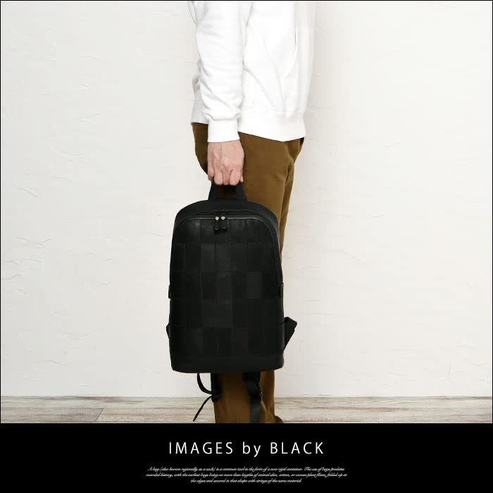 DPC261 Daypack Backpack Cowhide Glove Leather Patchwork Couple Double Zipper Black [Tryon] Opening/Close Men's