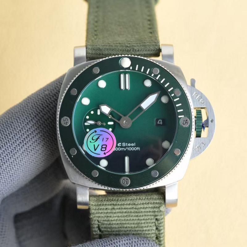 Мужские автоматические часы Panerai High Fat Da Hai 44 мм с холщовым и резиновым ремешком.