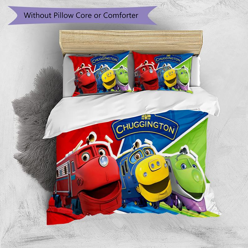 3pcs Chuggington pattern bedding set duvet cover set includes duvet cover &pillowcases, perfect all season bedroom decoration & gift