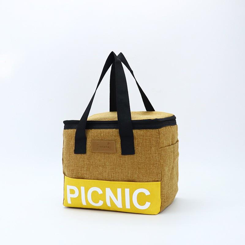 Oxford 4 Pockets Cooler Bag, Portable Handheld Insulated Lunch Bag, Outdoor Picnic Thermal Food Carrier