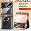 Прозрачный чехол с покрытием для Samsung Galaxy Z Flip 4, чехол на магнитной петле с кольцевым держателем для Samsung Z Flip 4, 5g, чехол на шарнире