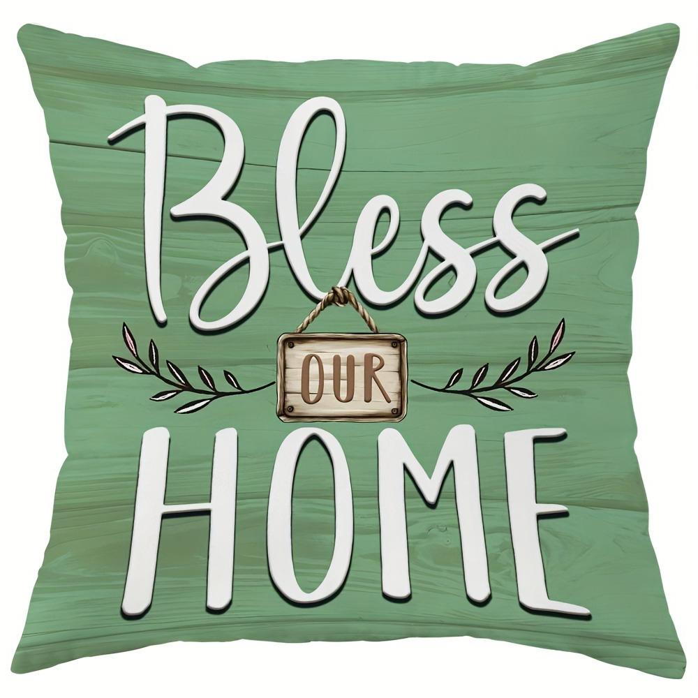 Rusty-charm Pillow Cover: Eucalyptus, Vintage Truck and Heartfelt Home-blessing Quotes, Sofa Chair Decorative Cushion Cover