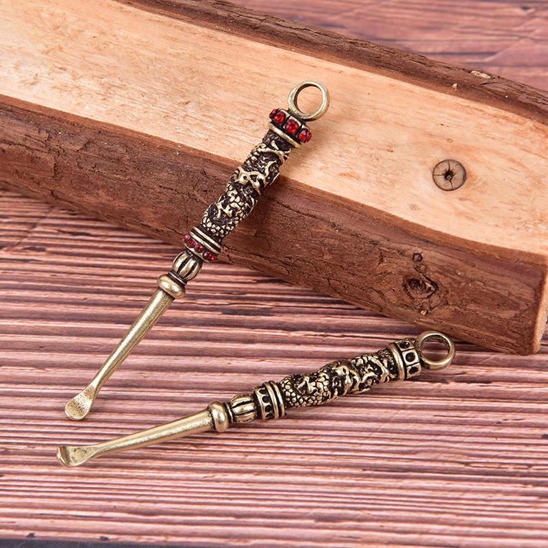 Средство для чистки ушей, латунные обнаженные женские средства для удаления ушей, крошечные брелки с ложкой, винтажные латунные