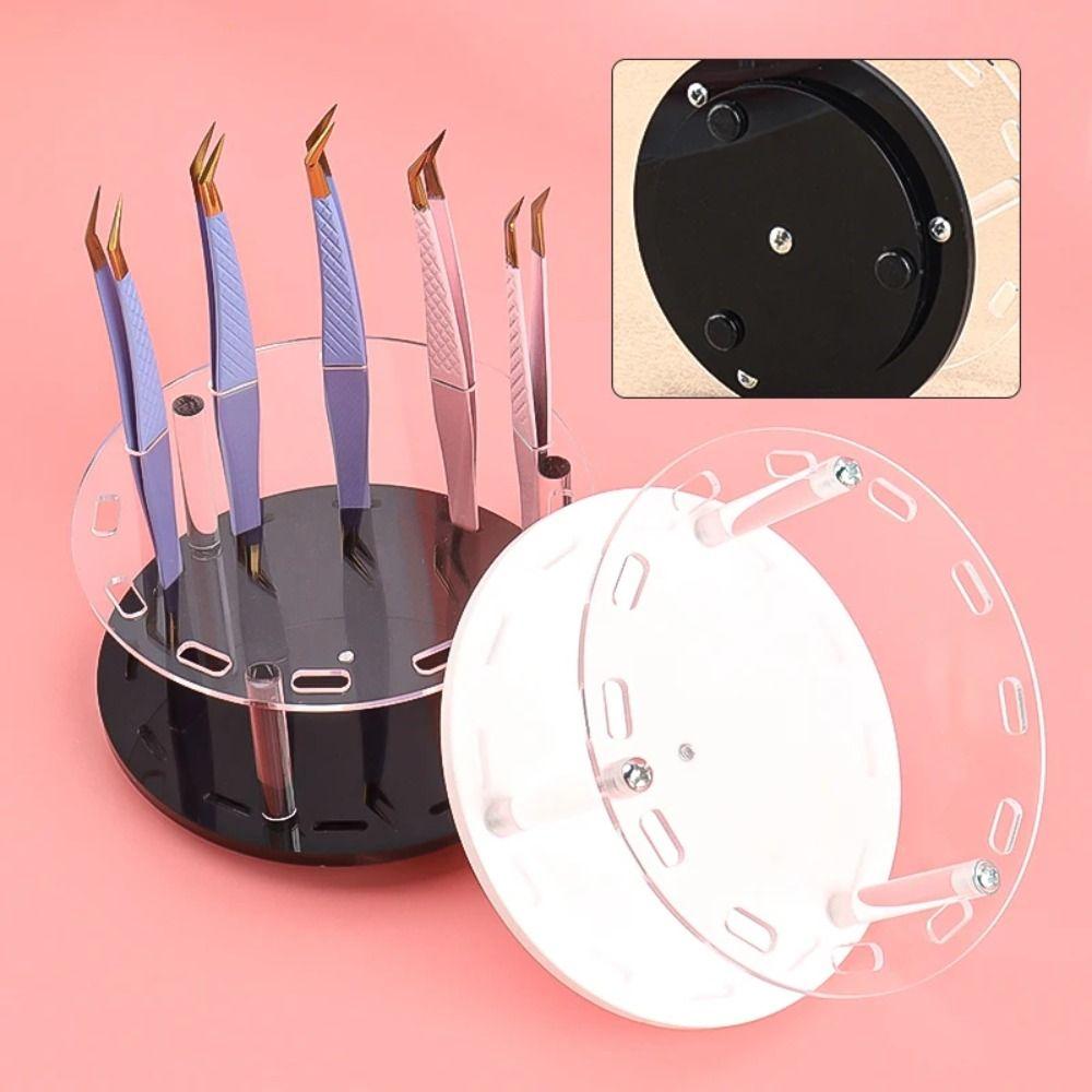 360° Rotate Lash Tweezers Stand Acrylic Material Tweezer Storage Box Professional Makeup