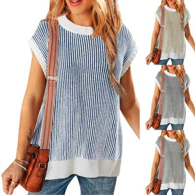 Женская маленькая майка Color Collision осень и зима без рукавов свободные Европа и США круглый вырез трикотажные женские топы без рукавов