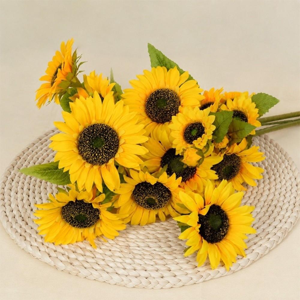 85cm Fake Sunflowers 3 Branches Silk Sunflowers Giant Long Stem Sunflowers Living Room Decor