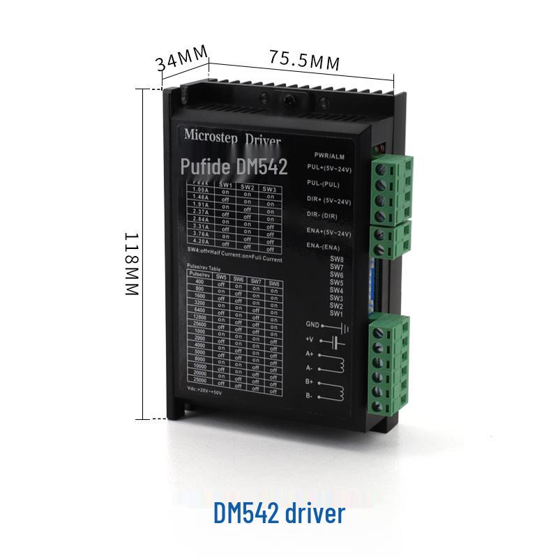 Драйвер шагового двигателя DM542 для моторов 42/57/86, 256 микрошагов, Низкий нагрев, Цифровой