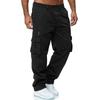 Men Casual Trousers Multi Pocket Cargo Pants Middle Waist Solid Color Loose Clothes Outdoor Sports Long Pants