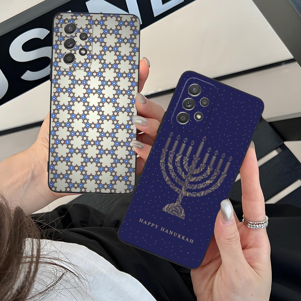 Еврейский чехол для телефона Ханука для Samsung Galaxy M55 54 42 35 34 33 32 23 22 15 14 13 12 F55 5G Цветной чехол Красивый Роскошный