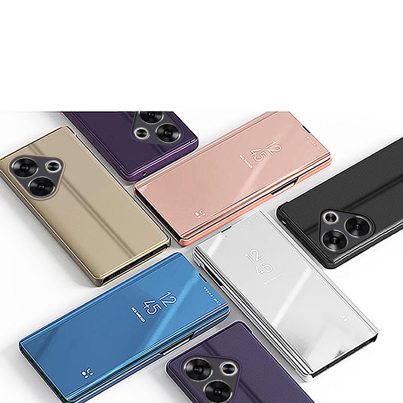 360 Полная Защита Прозрачное Зеркальное Флип-Чехол Для Xiaomi Poco F6 Pro F 6 Жесткий ПК ПУ Подставка Чехол для PocoF6 Pocco Poko Little F6Pro