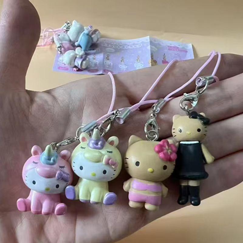 In-Stock Mermaid Phone Chain Decorations Kt Cat Fantasy Series Black Leather Long Leg Pendant Keychain Small Doll Birthday Present