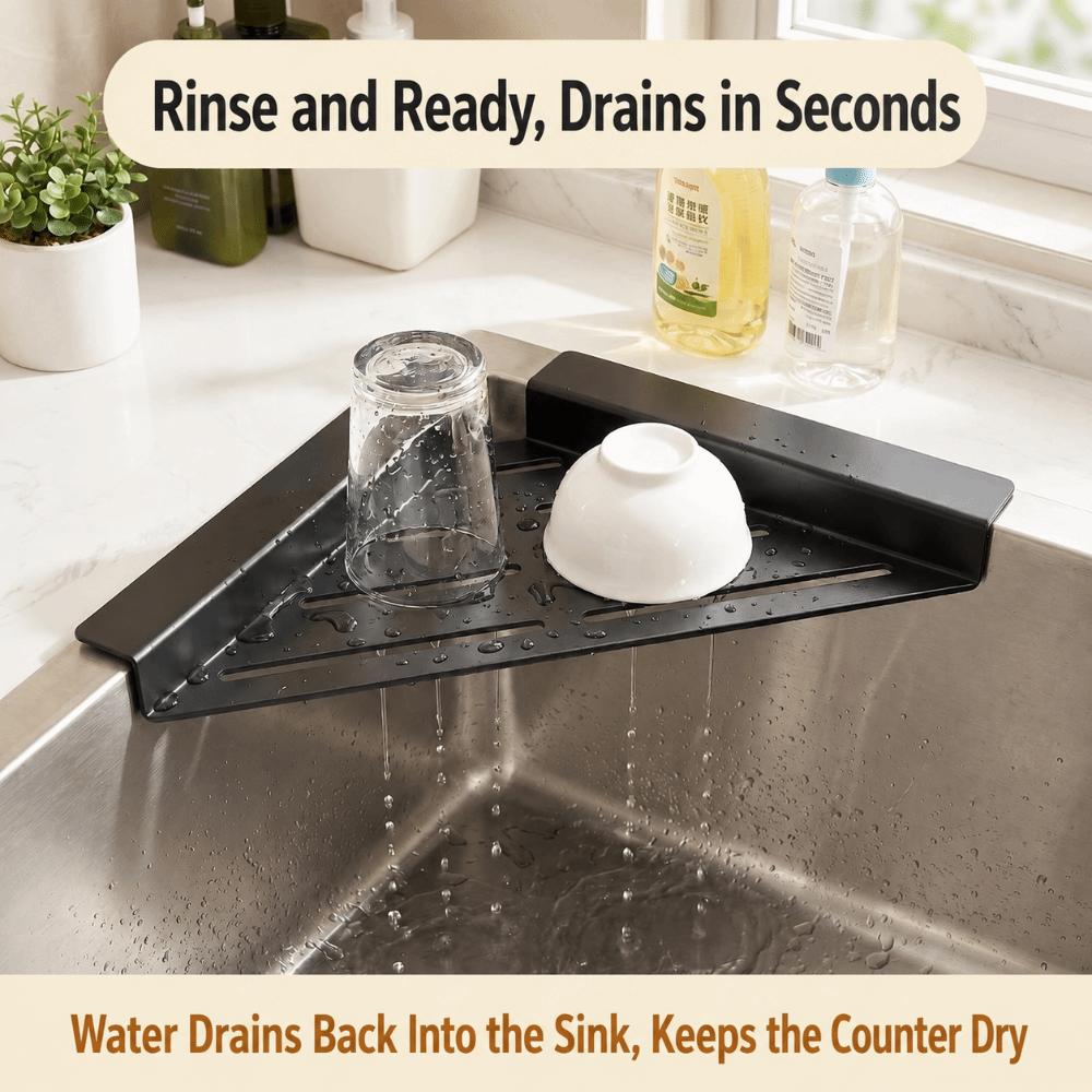Non-Slip Sink Drainer Triangular Kitchen Sink Storage Shelf for Kitchen Utensil
