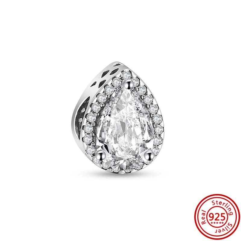 Медь 925 пробы Прозрачный циркон Снежинка Гербарий Крылья ангела и Сердце Сверкающие бусины Подходят для оригинального браслета Pantaro с шармами DIY Циркон