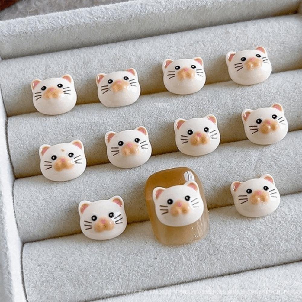 Cartoon Mini Cat Nail Art Charms Little Fish Series 3D Decorations Nail Decorations for Nail Art