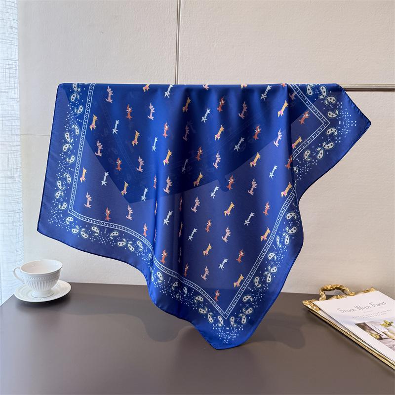 New dachshund print faux silk small square scarf shawl versatile high-end neck scarf bandana wrap