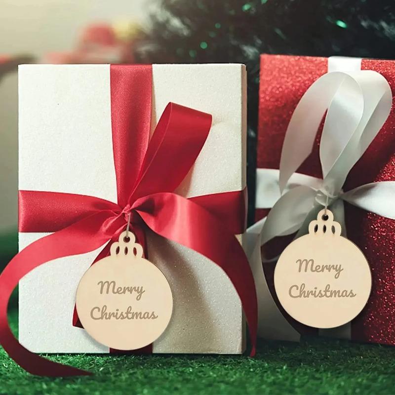 10/50/100PCS Christmas Wooden Ornaments Round Baubles DIY Craft Hanging Decor For Xmas Tree Navidad