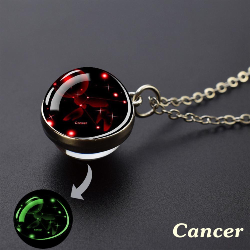 Luminous Starry Sky Glass Ball with Constellation Pattern Pendant Necklace - Men's Fashion Zinc Alloy Jewelry