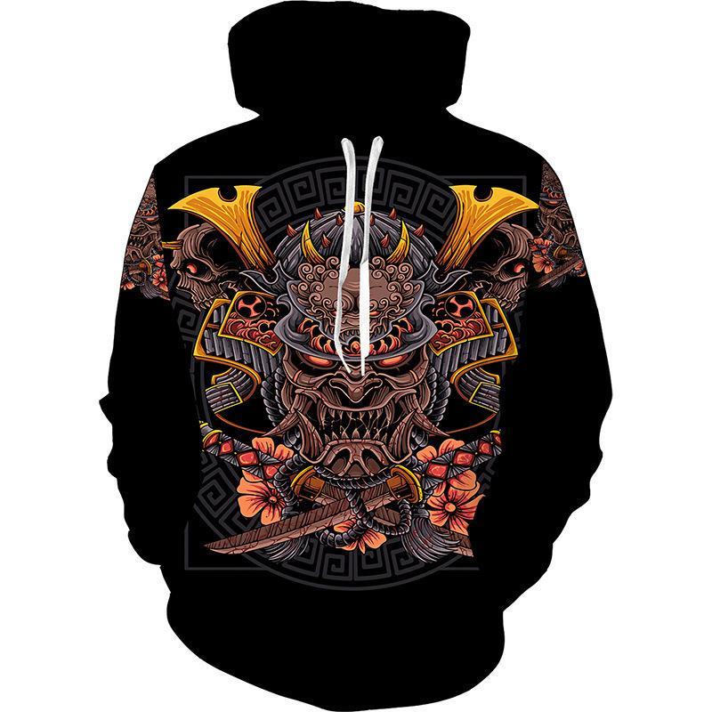 Trend Japanese Samurai Pattern Hoodies For Men Spring Autumn Long Sleeve Kids 3D Printed Pullover Loose Streetwear Harajuku Tops