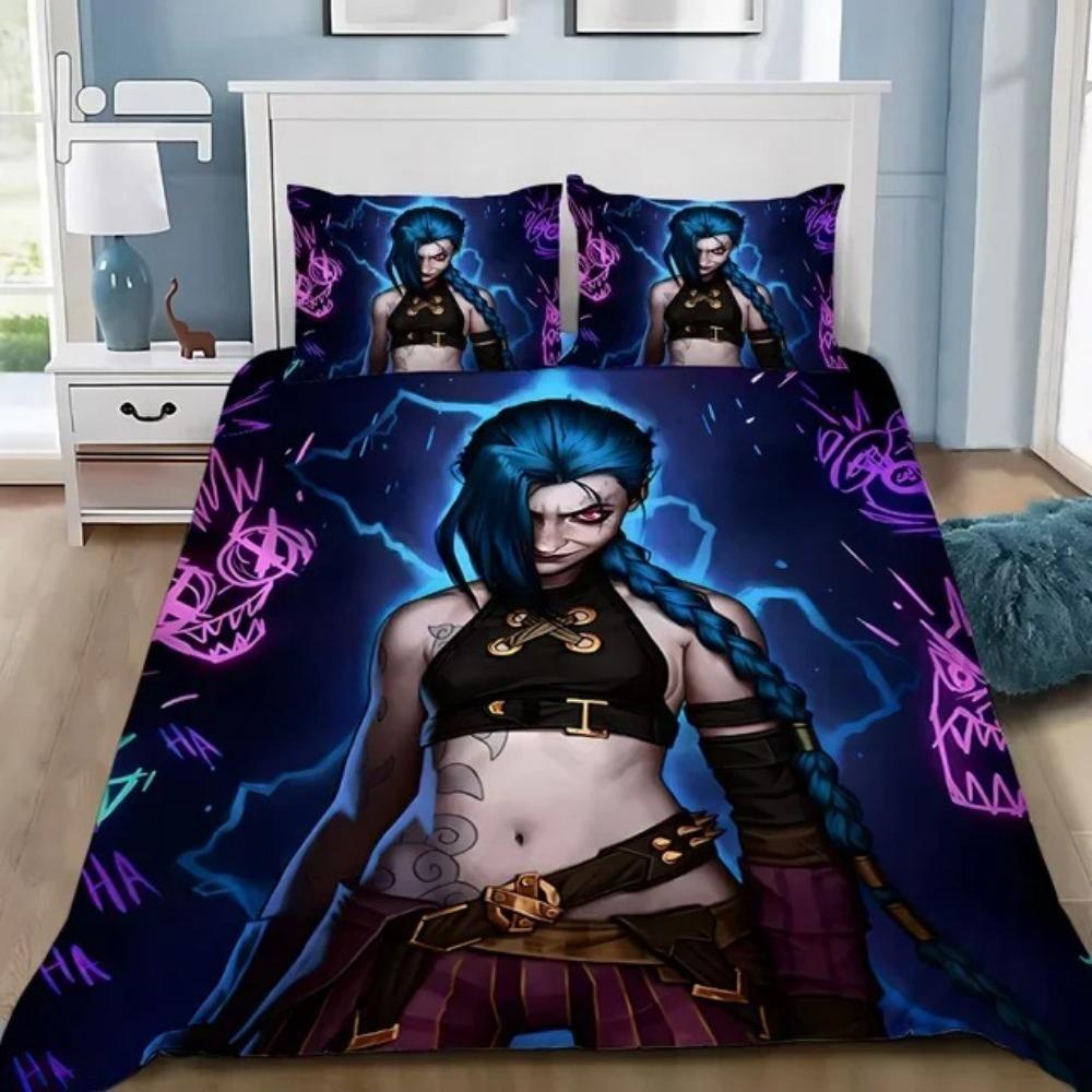 Anime 3D Print Arcane Down duvet cover pillowcase LOL Jinx Adult Boy Girl Bedroom Decoration Single Double Size Bed size