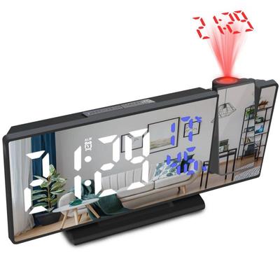 3D-проекционный будильник с функцией повтора сигнала, большие светодиодные зеркальные часы с дисплеем, температурой, автоматической регулировкой яркости, прикроватные часы для спальни
