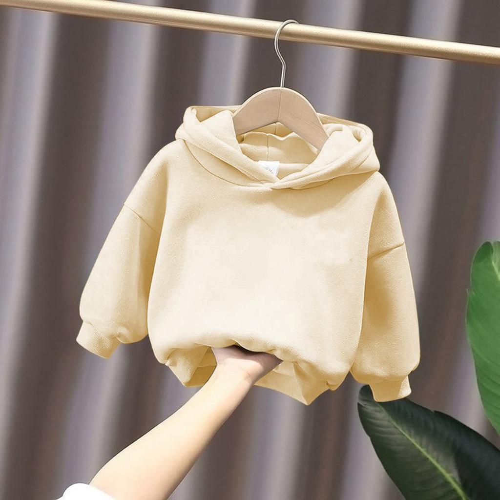Children's Boys' Fashion Solid Color Pullover Casual Round Neck Hoodie