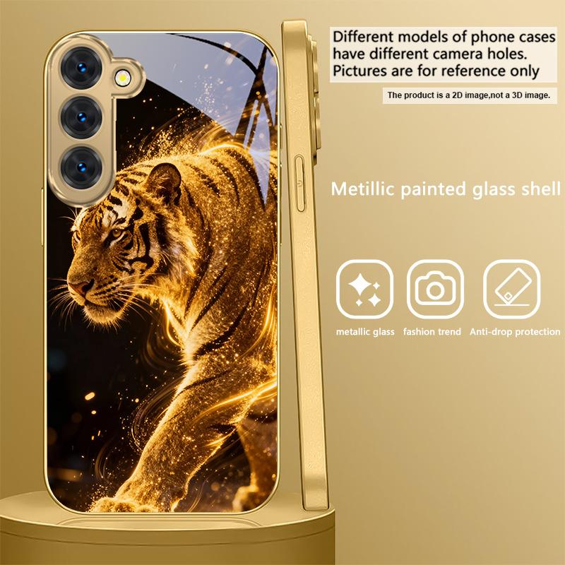 Тигр силы Для Samsung Galaxy S26 S20 FE S21 S22 S23 Plus S24 Ultra S25Ultra S21+ S22Plus Золотой стеклянный чехол для телефона