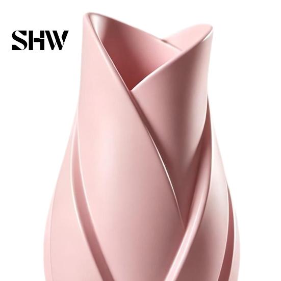 Contemporary Photography Props Leaf Shaped Art Vase, 3D Printed Matte Twisted Floral Modern Sculpture Unique Bionic Design Decorative Flower