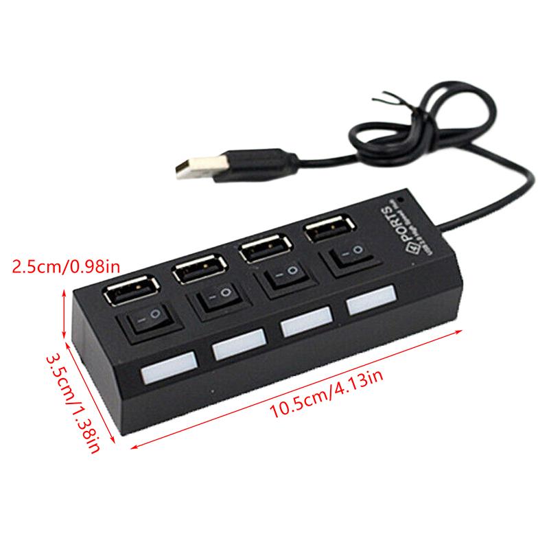 1Pcs 4-Port Usb Hub One To Four Splitter Hub Plug And Play Independent Switch Small Socket Hub Usb 4-Port Splitter For Laptops