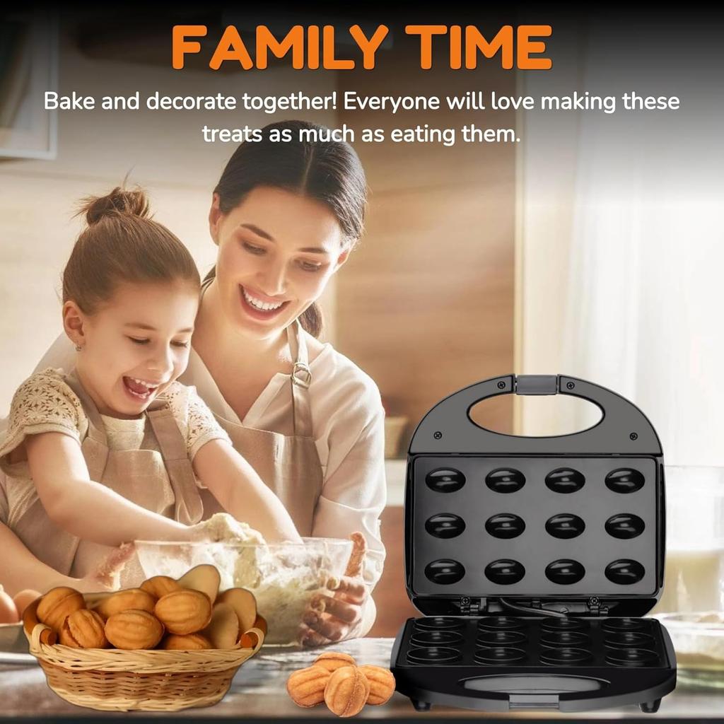Электрическая форма для выпечки печенья «Орешки», 12 отверстий, антипригарная, двусторонняя, мини-машина для приготовления печенья «Орешки»