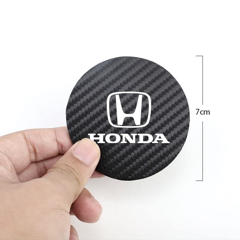 RFKNG1 2Pcs Leather Coaster Anti-noise Water Cup Pad Cushion For Honda Civic Accord Jazz Fit CRV Odyssey City Pilot Vezel Prelude Insig