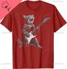 Cat Playing Guitar Rock Star Rock and Roll for Men Women  T-Shirt Print Original Design Gifts T Shirts Camiseta Hombre
