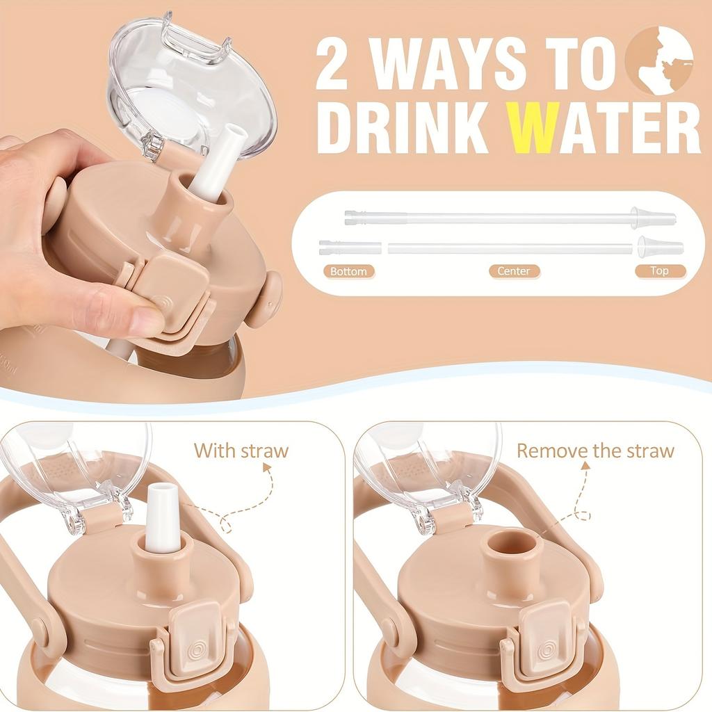 64oz Glass Water Bottles With Straw And Lid Half Gallon Water Bottle With Time Marker Leakproof Glass Water Bottles With Silicone Sleeve