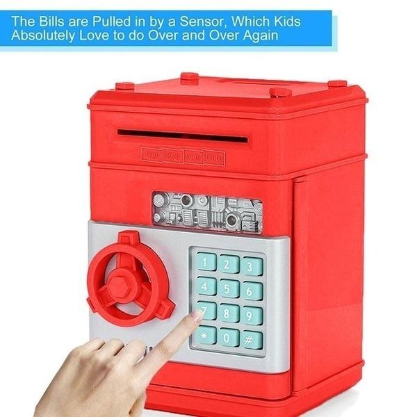 Рождественский подарок, пароль, копилка, электронная копилка, банкомат, денежные монеты, сберегательный ящик, банкомат, банк, сейф