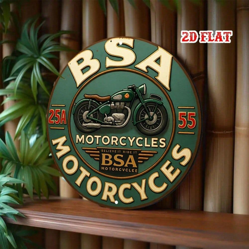 Металлическая стеновая табличка с изображением винтажного мотоцикла BSA для декора гаража