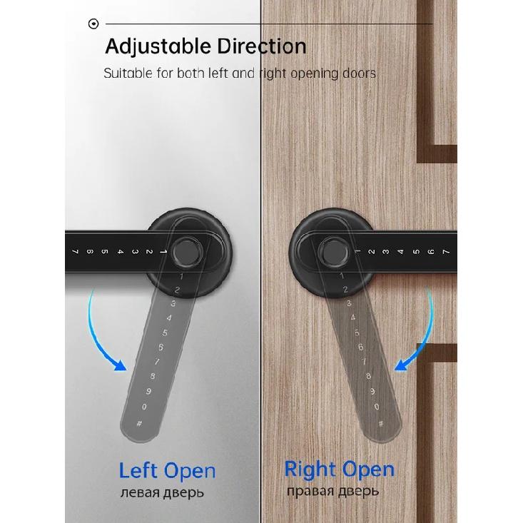 KAK Smart Fingerprint Door Lock Black Biometric Door Lock Password Keyless Entry Door Lock with Handle Security Door Hardware