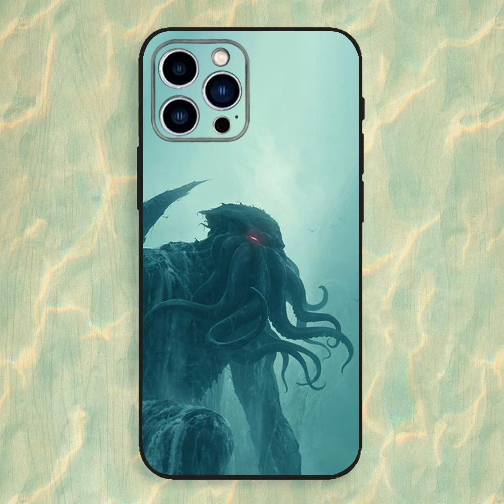 Mythos Art Cthulhu Phone Case For iPhone 16,15,14,13,12,11 Plus,Pro Max,XS,X,XR,SE,Mini,8,7,Soft Silicone Black Cover