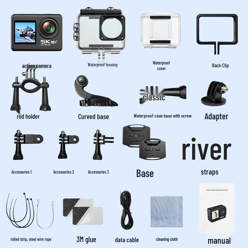 4K Dual-Screen HD Waterproof Sports Camera with EIS & WiFi
