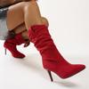 Fashion New Style Sexy Pointed Toe Party Stripper Heels Fashion Pleated Ankle Boots for Women Autumn Winter Stiletto Shoes Luxury Boots