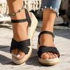 Fashion Women's Wedge Sandals 2025 New Thick-soled Muffin Sandals Fashion Canvas Casual Sandals for Women Peep Toe Platform Sandalias