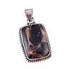 Natural Black Copper Turquoise 925 Solid Sterling Silver Gift Pendant 1.50" j0l35