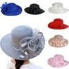 Women's Organza Church Fascinator Bridal Tea Party Flower Wedding Hat Large Rim Basin Cap