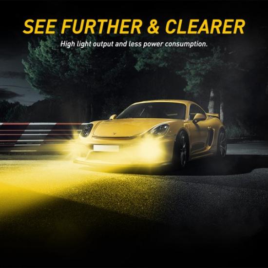 2Pcs H11 H8 LED Bulb 3000K Golden Yellow Super Bright Fog Light DRL Light 4000LM